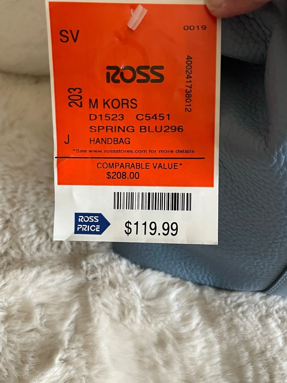Michael Kors Slate Blue Pebbled Leather Satchel